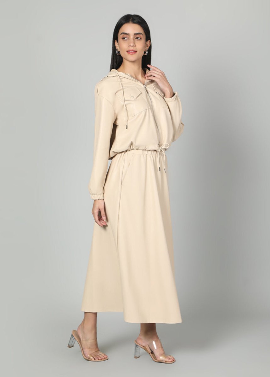 Gaiia Faux Leather Skirt Co - Ord Set - Brown - GAIIA